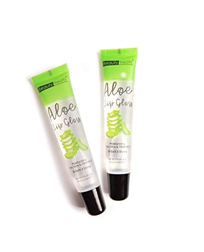 Aloe Lip Gloss with Vitamin E - 2 Pack Beauty Treats Moisturizing Gloss