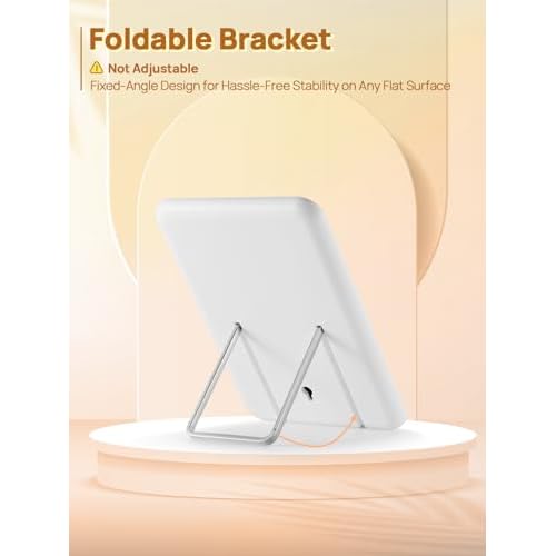OMIRO Desk Makeup Mirror, 8 x 5 inches Table Mirror with Foldable Stand and Hanging Hole for Shaving and Travelling, White