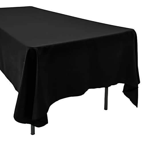 60x102 Inch Rectangular Black Polyester Tablecloth - Flame Retardant & Wrinkle-Resistant