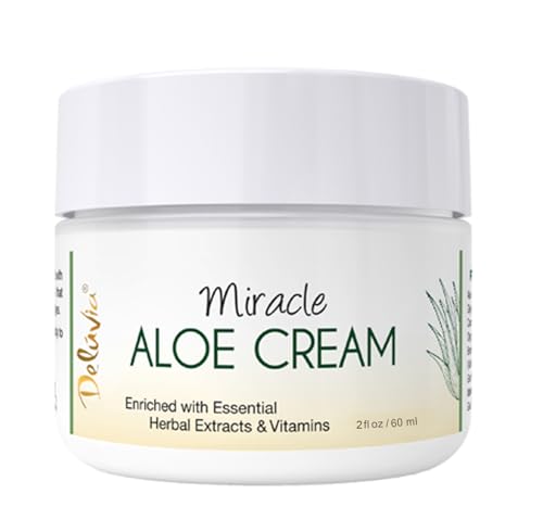 Deluvia Miracle Aloe Cream - Organic Aloe Vera Moisturizer for Face & Body, Soothes Eczema & Psoriasis