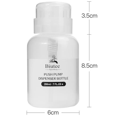 Biutee 200ml Clear Acetone Pump Dispenser Bottle - Lockable & Reusable