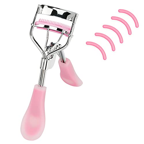 MERVK Stainless Steel Eyelash Curler with Built-in Comb & 5 Pads