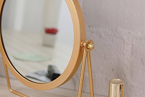 Schonee Golden Tabletop Makeup Mirror, 360° Rotating Round Vanity Mirror