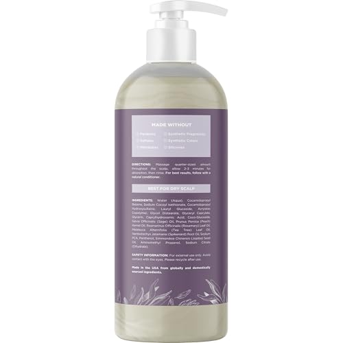 Sage and Rosemary Shampoo - Sulfate Free, 16 Fl Oz for Dry Scalp