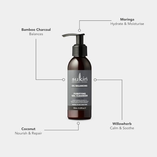 Sukin Oil Balancing Charcoal Gel Cleanser 125ML for Oily & Combination Skin
