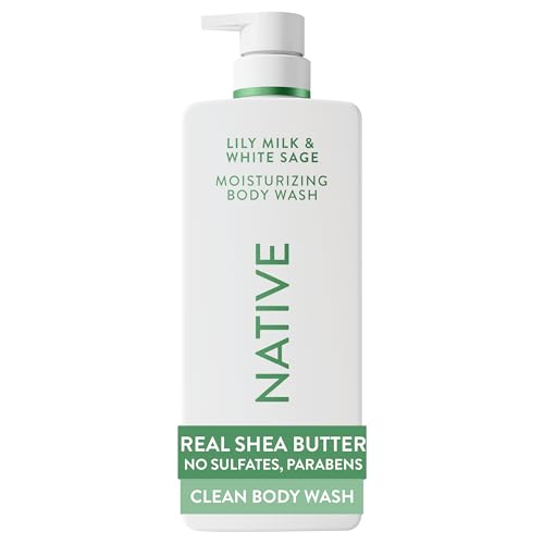Native Moisturizing Body Wash with Shea Butter - 24-Hour Hydration for Sensitive Skin - Lily Milk & White Sage Scent