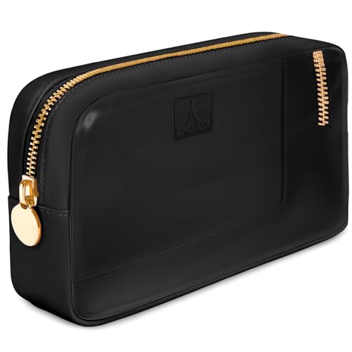 DANCOUR Small Clear Makeup Bag - Water-Resistant Nylon Travel Pouch