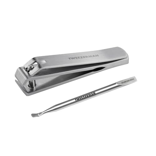 Tweezerman Extra Strength Toenail Care Kit with Clipper & Mini Cuticle Pushy - Includes Toenail Clipper & Cuticle Pusher