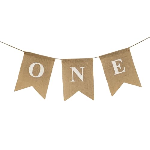 Rustic Burlap ONE Banner for 1st Birthday High Chair Decor