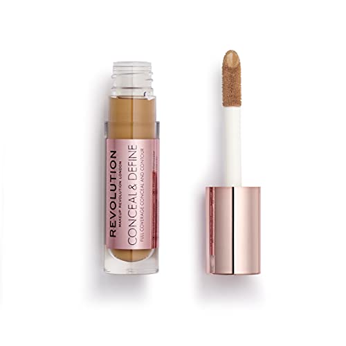 Makeup Revolution Conceal and Define Foundation F12.5 – Full Coverage, Matte Finish for Medium/Dark Skin