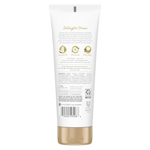 Suave Baby Detangler Cream for Curly & Coily Hair with Coconut Oil, Shea & Chamomile - 6.8 oz
