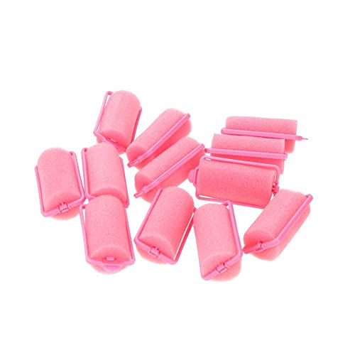 12 Pack Large Pink Foam Hair Curlers - Soft Reusable Rollers for Overnight Styling