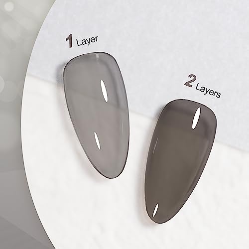 GAOY Jelly Nude Black Gel Nail Polish 16ml Soak Off UV Light Cure for Nail Art (Black, Clear, Transparent) - Long-Lasting Sheer Translucent