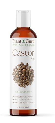Plant Guru Castor Oil 4 oz - 100% Pure, Hexane-Free for Hair, Brows, Lashes & Skin