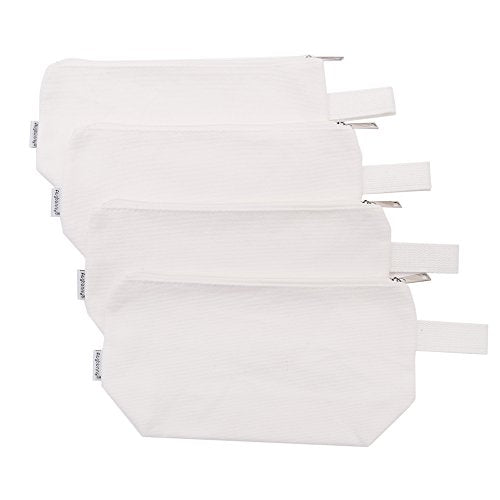 Augbunny Medium White 16oz Cotton Canvas Makeup Organizer Pouch 4-Pack