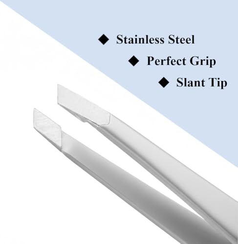 Apexay Professional Slant Tip Tweezers Grey Made in Solingen Germany - Precision Eyebrow & Fine Hair Removal