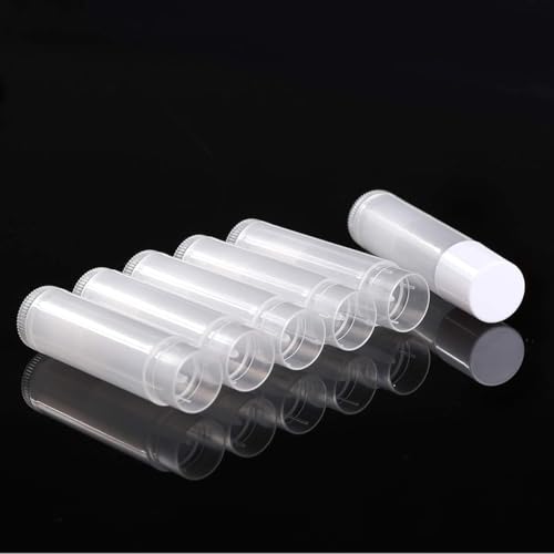 JIUZHU 100 Empty Lip Balm Tubes with Caps 3/16 oz (5.5 ml) Clear BPA-Free DIY Lipstick Containers
