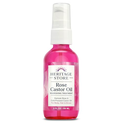 HERITAGE STORE Rose Castor Oil Serum - Nourishing Hair & Skin Oil, 2oz