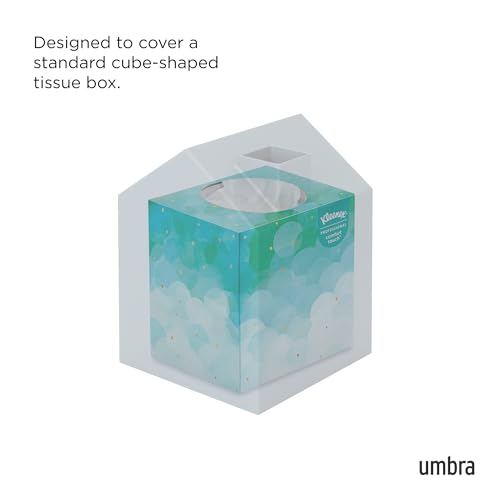 Umbra Casa Tissue Box Cover - Stylish Square Holder, Ocean Black