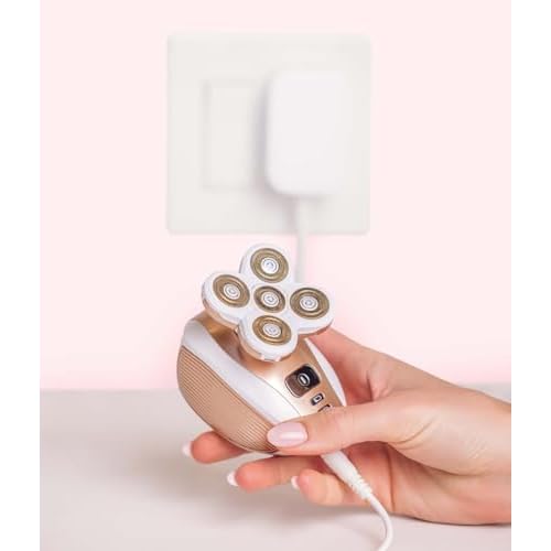 RoseSkinCo 4D Women's Electric Shaver, Quickly & Painlessly Removes Body Hair, 5 Floating Heads, Built-in Pop-Up Trimmer, Waterproof, Cordless & Rechargeable, Ideal for Legs, Arms, Underarms & Bikini