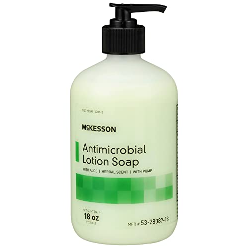 McKesson Antimicrobial Hand Soap with Aloe - 18 oz Pump Bottle, Herbal Scent, Moisturizing, Medical-Grade