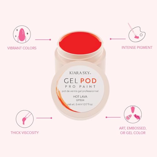Kiara Sky Gel Art Pod - Hot Lava Neon Orange Professional Nail Paint 5ml