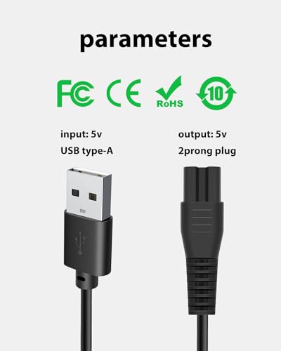 5V USB Charger for PRITECH Hair Trimmer PR-2888 with Cleaning Brush