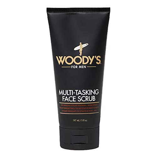 Woody's Multi-Tasking Face Scrub & Hydrating Cleanser for Men – Exfoliates & Moisturizes, 5 Fl Oz