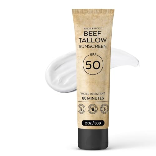 Beef Tallow Sunscreen SPF 50 - Hypoallergenic Face Sunscreen 2 OZ