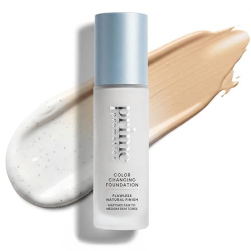 Prime Prometics Color Changing Foundation for Mature Women ? Instantly Adapts to Your Skin Tone ? Buildable Light-to-Medium Coverage ? 12-Hour Wear ? Natural Dewy Finish ? Hypoallergenic
