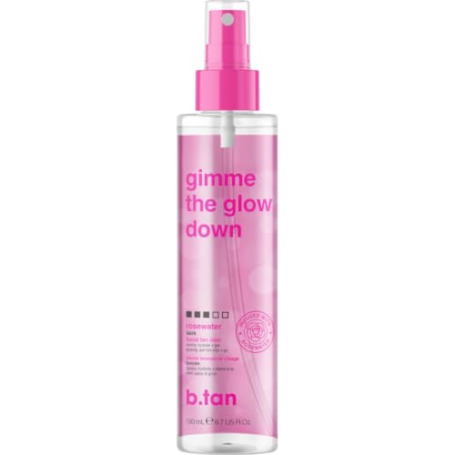 B.TAN Clear Face Self Tanning Mist - Bronze Dark 190ml, Gradual Glow & Hydrating Rosewater