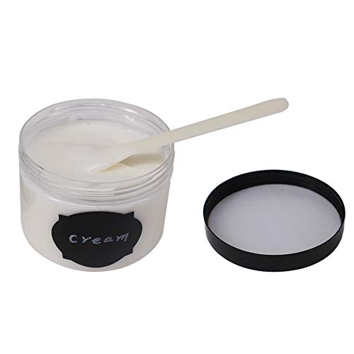 zmybcpack 12 Pack 8 oz Clear Plastic Storage Jars with Black Lids, Food Safe, Airtight, Includes Labels & Spatula