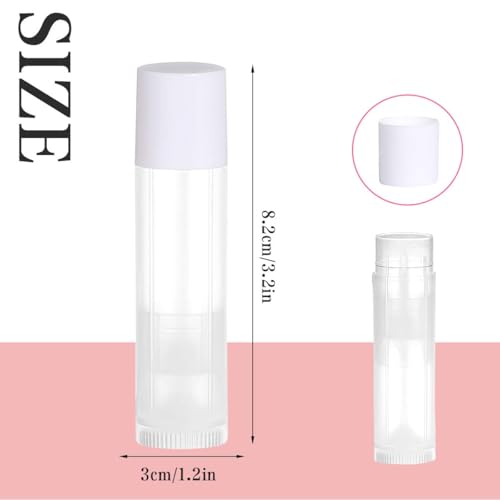 JIUZHU 100 Empty Lip Balm Tubes with Caps 3/16 oz (5.5 ml) Clear BPA-Free DIY Lipstick Containers
