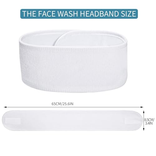 4 Pack Adjustable Spa Headbands for Women - Soft Towel Cloth