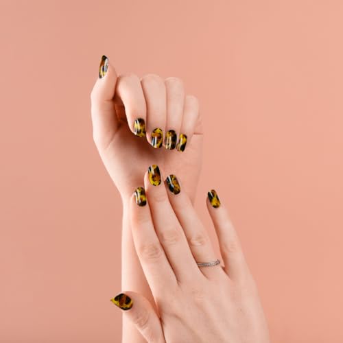 Madam Glam Tortoise Shell Press-On Nails - Matte Finish, 12 Sizes, Reusable DIY Manicure