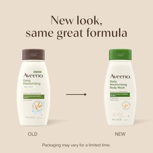 Aveeno Daily Moisturizing Body Wash 18 fl oz (2-Pack) - Prebiotic Oat for Dry Skin