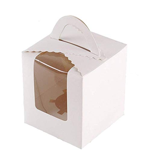 25 Pack White Cupcake Boxes with Window & Handle - Perfect for Weddings