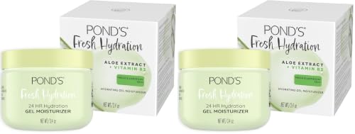 POND'S Fresh Hydration Gel Moisturizer 3.4 oz (Pack of 2) - 24 HR Aloe & Vitamin E