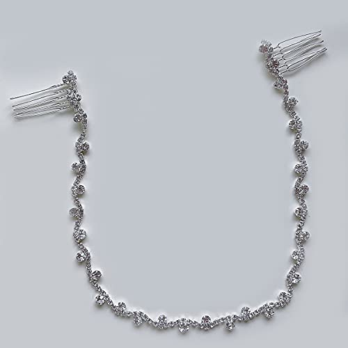 Asphire Vintage Rhinestone Headband with Side Combs - Silver