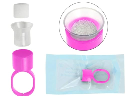 50 Pigment Ring Caps with Sponge for Microblading & Makeup