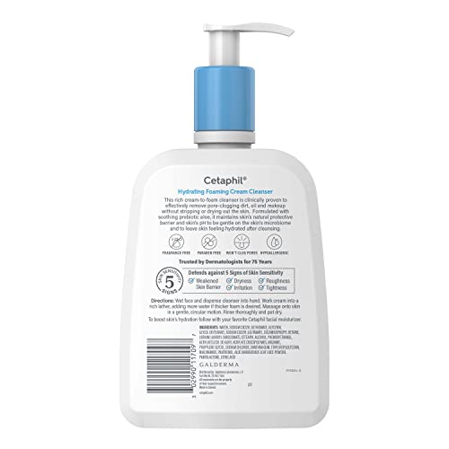 Cetaphil Hydrating Foaming Cream Cleanser for Sensitive Skin - 16 fl oz