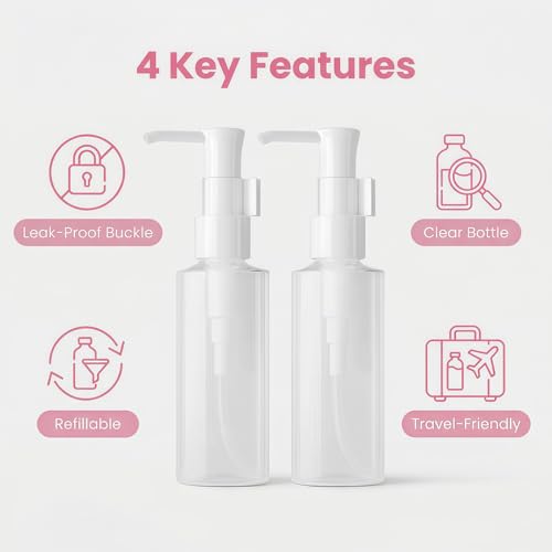150ml Refillable Plastic Lotion Dispenser Bottles Set of 3 Travel Pump Containers