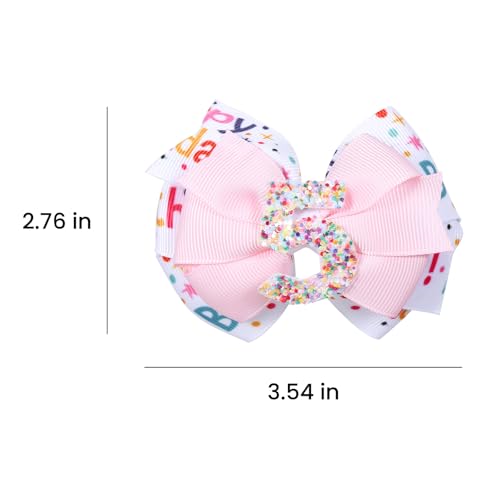 5th Girl Birthday Hair Bow Clips 2-Pack Glitter Pink Celebrate Kids & Teens