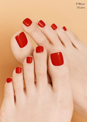 Ohora Semi-Cured Gel Pedi Strips - P Blaze Red Salon-Quality Nail Wraps