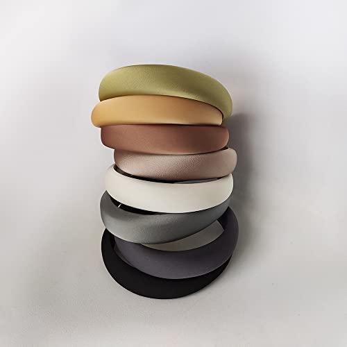 LUSTERMOON 8 Pack Satin Wide Headbands for Women & Girls - Soft Padded Hair Accessories (Color A)