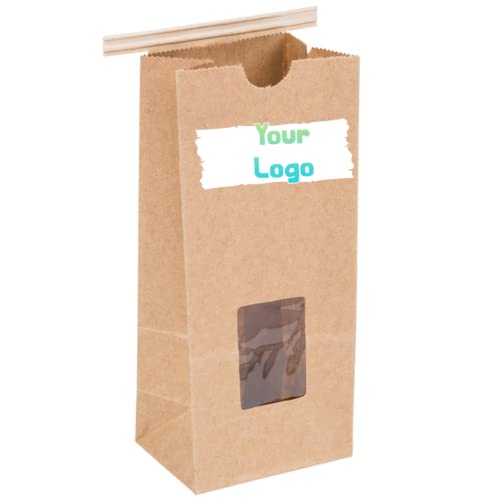 Customizable Brown Kraft Coffee Bags with Window - 25 Pack