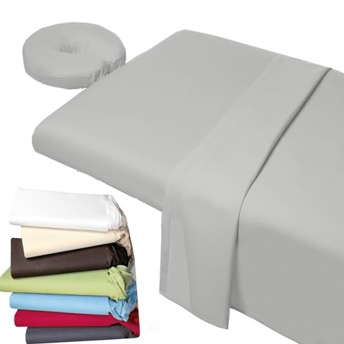Shreem Linen Light Grey Microfiber Massage Sheet Set - 3-Piece