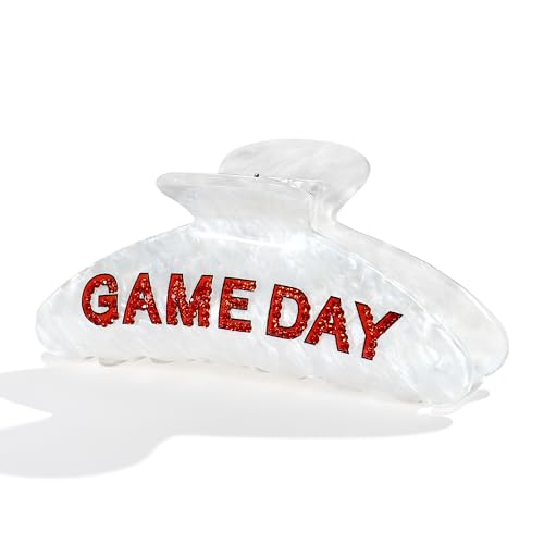 LILIE&WHITE Game Day Football Hair Clips HC23222B, Red & White, Trendy Women Accessory