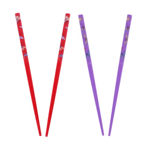 Butterfly Hair Sticks Set of 4 for Women - Red and Purple Hair Chopsticks