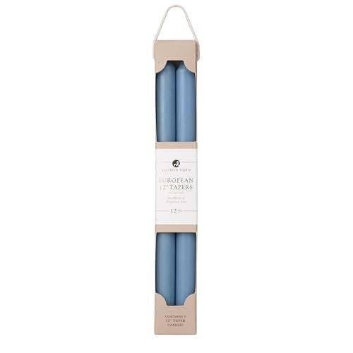 Premium Prairie Blue Taper Candles - 12" 2-Pack by Northern Lights